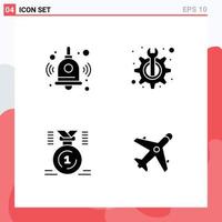 Pack of 4 creative Solid Glyphs of back to school position maintenance fix win Editable Vector Design Elements