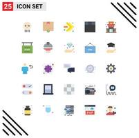 Flat Color Pack of 25 Universal Symbols of supermarket shop parcel building grid Editable Vector Design Elements