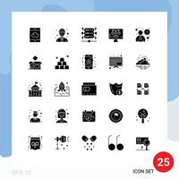 Pictogram Set of 25 Simple Solid Glyphs of open product user server ui screen Editable Vector Design Elements