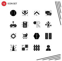 16 User Interface Solid Glyph Pack of modern Signs and Symbols of controller email arrows support help Editable Vector Design Elements