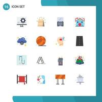 Pictogram Set of 16 Simple Flat Colors of security house american estate imac Editable Pack of Creative Vector Design Elements