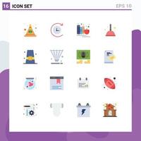 Group of 16 Flat Colors Signs and Symbols for cap autumn education witch cleaning Editable Pack of Creative Vector Design Elements