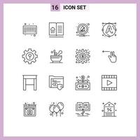 Pictogram Set of 16 Simple Outlines of setting lock alarm keyhole text Editable Vector Design Elements