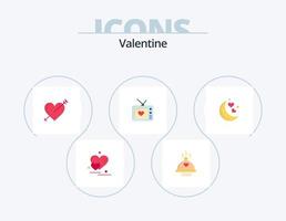 Valentine Flat Icon Pack 5 Icon Design. heart. day. dinner. valentines. valentine vector