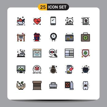 conjunto de 25 paquetes de colores planos de línea rellena comercial para elementos de diseño vectorial editables de arquitectura de datos vector