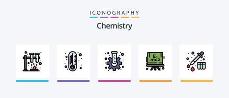 la línea de química llenó el paquete de 5 iconos, incluido el año nuevo. nuevo. Año nuevo. chino. chino. diseño de iconos creativos vector