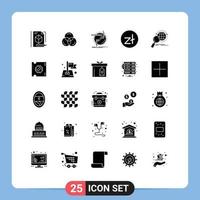 Modern Set of 25 Solid Glyphs Pictograph of globe money connect coin zloty Editable Vector Design Elements