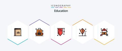 educación 25 paquete de iconos de línea completa que incluye jugar. divertida. al aire libre. niño. estudiar vector