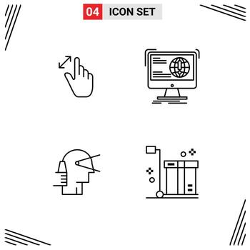 4 Line concept for Websites Mobile and Apps expand web magnification content forward Editable Vector Design Elements