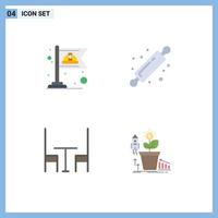 Group of 4 Flat Icons Signs and Symbols for communist interior labour bread roller finance Editable Vector Design Elements