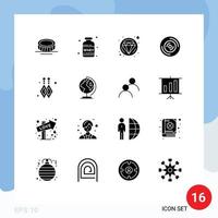 conjunto de 16 iconos de interfaz de usuario modernos símbolos signos para aretes colgantes de globo aretes personalizados de diamantes elementos de diseño vectorial editables en vinilo vector