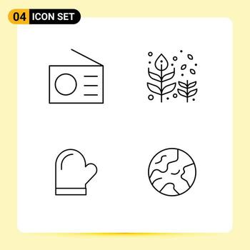 Set of 4 Vector Filledline Flat Colors on Grid for devices glouve technology fall gloves Editable Vector Design Elements