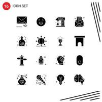 Set of 16 Modern UI Icons Symbols Signs for party mail appliances invite mixer Editable Vector Design Elements