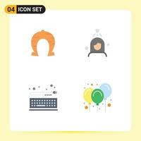 Pictogram Set of 4 Simple Flat Icons of festival board luck shower keyboard Editable Vector Design Elements