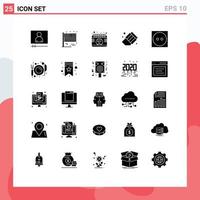 Group of 25 Solid Glyphs Signs and Symbols for tumble dry clothing date care education Editable Vector Design Elements
