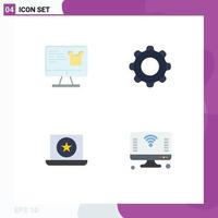 Modern Set of 4 Flat Icons and symbols such as computer award shopping interface laptop Editable Vector Design Elements