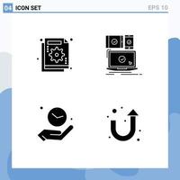 Set of 4 Modern UI Icons Symbols Signs for analysis technology failure devices hand Editable Vector Design Elements
