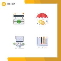 Pictogram Set of 4 Simple Flat Icons of board multiplayer finance game architect Editable Vector Design Elements