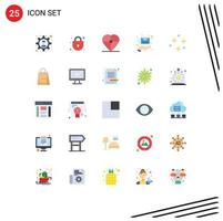 Modern Set of 25 Flat Colors Pictograph of space nature heart support envelope Editable Vector Design Elements