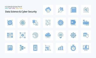 25 Data Science And Cyber Security Blue icon pack vector
