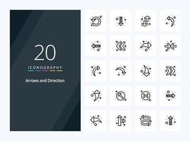 20 Arrow Outline icon for presentation vector