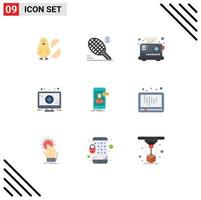 paquete de iconos vectoriales de stock de 9 signos y símbolos de línea para signos de chat en vivo monitor deportivo tostadora elementos de diseño vectorial editables vector