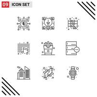 Outline Pack of 9 Universal Symbols of drink education sharing note office Editable Vector Design Elements