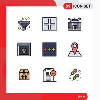 Filledline Flat Color Pack of 9 Universal Symbols of location menu corporation list internet Editable Vector Design Elements