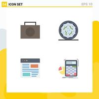 Set of 4 Commercial Flat Icons pack for nuclear layout rotten application calculator Editable Vector Design Elements