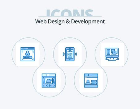 diseño y desarrollo web paquete de iconos azules 5 diseño de iconos. web. diseño. diseño web. computadora. aplicación vector