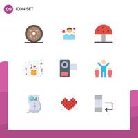 User Interface Pack of 9 Basic Flat Colors of camera love autumn gift vegetable Editable Vector Design Elements