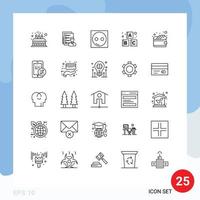 25 Universal Lines Set for Web and Mobile Applications hardware electronic employee electric skills Editable Vector Design Elements