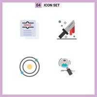 Mobile Interface Flat Icon Set of 4 Pictograms of cafe atom menu cut structure Editable Vector Design Elements