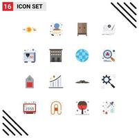 Pictogram Set of 16 Simple Flat Colors of mission game marketing hotel furniture Editable Pack of Creative Vector Design Elements