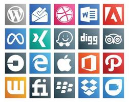 20 Social Media Icon Pack Including apple driver xing car travel vector