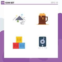 Mobile Interface Flat Icon Set of 4 Pictograms of mountains jar clouds beer good Editable Vector Design Elements