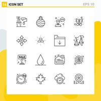 Set of 16 Commercial Outlines pack for navigation map employee arrow bug Editable Vector Design Elements