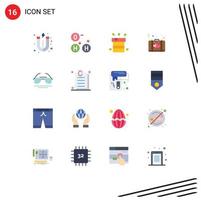 User Interface Pack of 16 Basic Flat Colors of eye suitcase miscellaneous romance briefcase Editable Pack of Creative Vector Design Elements