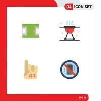 Editable Vector Line Pack of 4 Simple Flat Icons of football fanatic soccer food foam Editable Vector Design Elements