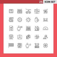 25 Universal Line Signs Symbols of access old controller holiday easter Editable Vector Design Elements