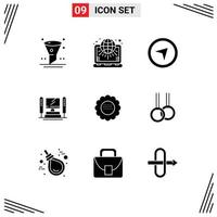 9 Creative Icons Modern Signs and Symbols of floral cpu marketing server computer Editable Vector Design Elements