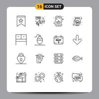 16 Thematic Vector Outlines and Editable Symbols of interior decoration connection lotus mobile Editable Vector Design Elements