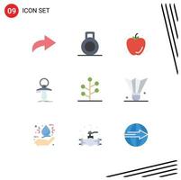 paquete de iconos vectoriales de stock de 9 signos y símbolos de línea para bádminton birdie árbol ficticio naturaleza bosque elementos de diseño vectorial editables vector