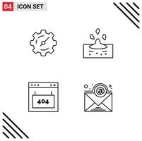 4 User Interface Line Pack of modern Signs and Symbols of gear interface drop water seo Editable Vector Design Elements