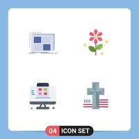 Modern Set of 4 Flat Icons Pictograph of content web page page easter app Editable Vector Design Elements