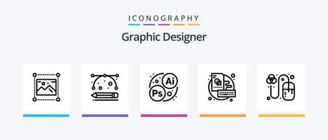 Graphic Designer Line 5 Icon Pack Including design. web preferences. art. web options. image. Creative Icons Design vector