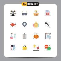 16 User Interface Flat Color Pack of modern Signs and Symbols of fish sd card box mobile chip memory card Editable Pack of Creative Vector Design Elements