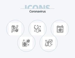 Coronavirus Line Icon Pack 5 Icon Design. sick. fever. bottle. travel. cruise vector