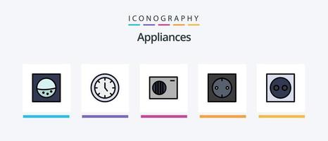 la línea de electrodomésticos llenó el paquete de 5 íconos que incluye. exterior. casa. diseño de iconos creativos vector