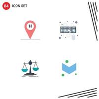 Pack of 4 creative Flat Icons of beach law location keyboard profit Editable Vector Design Elements
